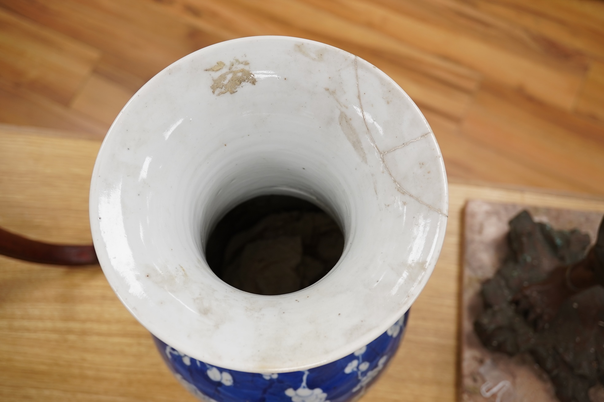 A large Chinese blue and white prunus vase, 19th century, 43cm